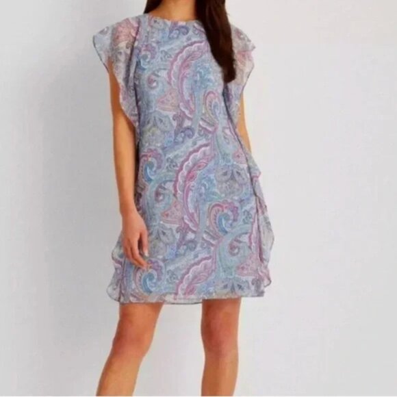 Ralph Lauren Black Label Dresses & Skirts - Lauren Ralph Lauren Black Label Paisley Ruffle mini dress